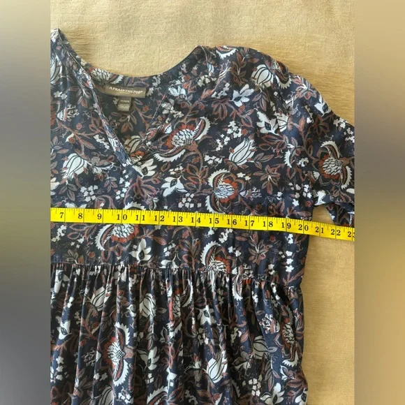 A Pea in the Pod Maternity Navy Floral Tiered Babydoll Mini Dress Medium - Picture 7 of 8